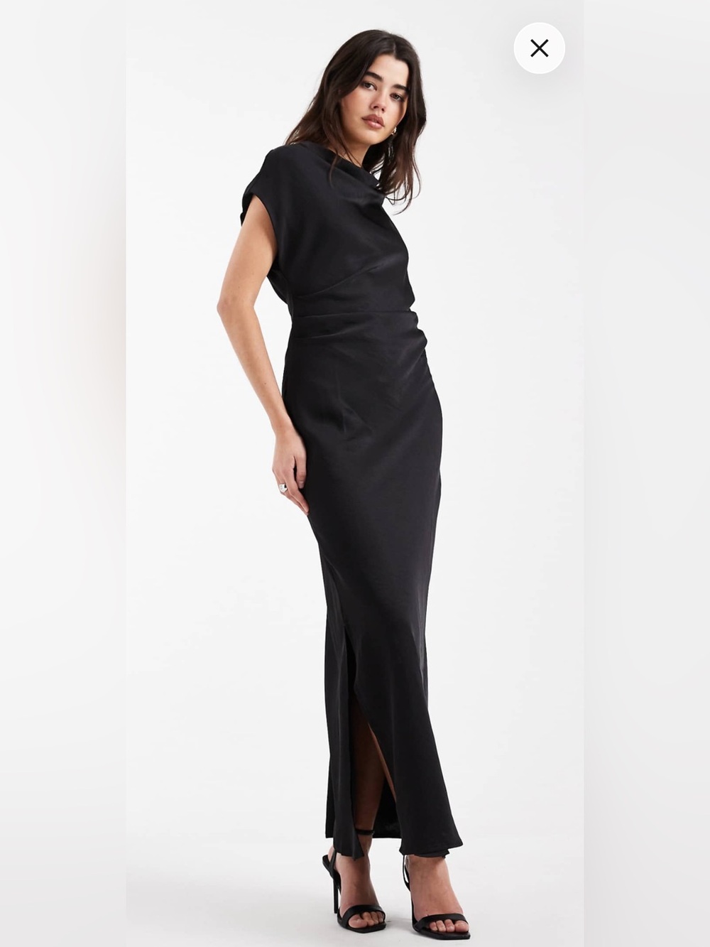 Vero Moda Black Satin Drape Neck Maxi Dress